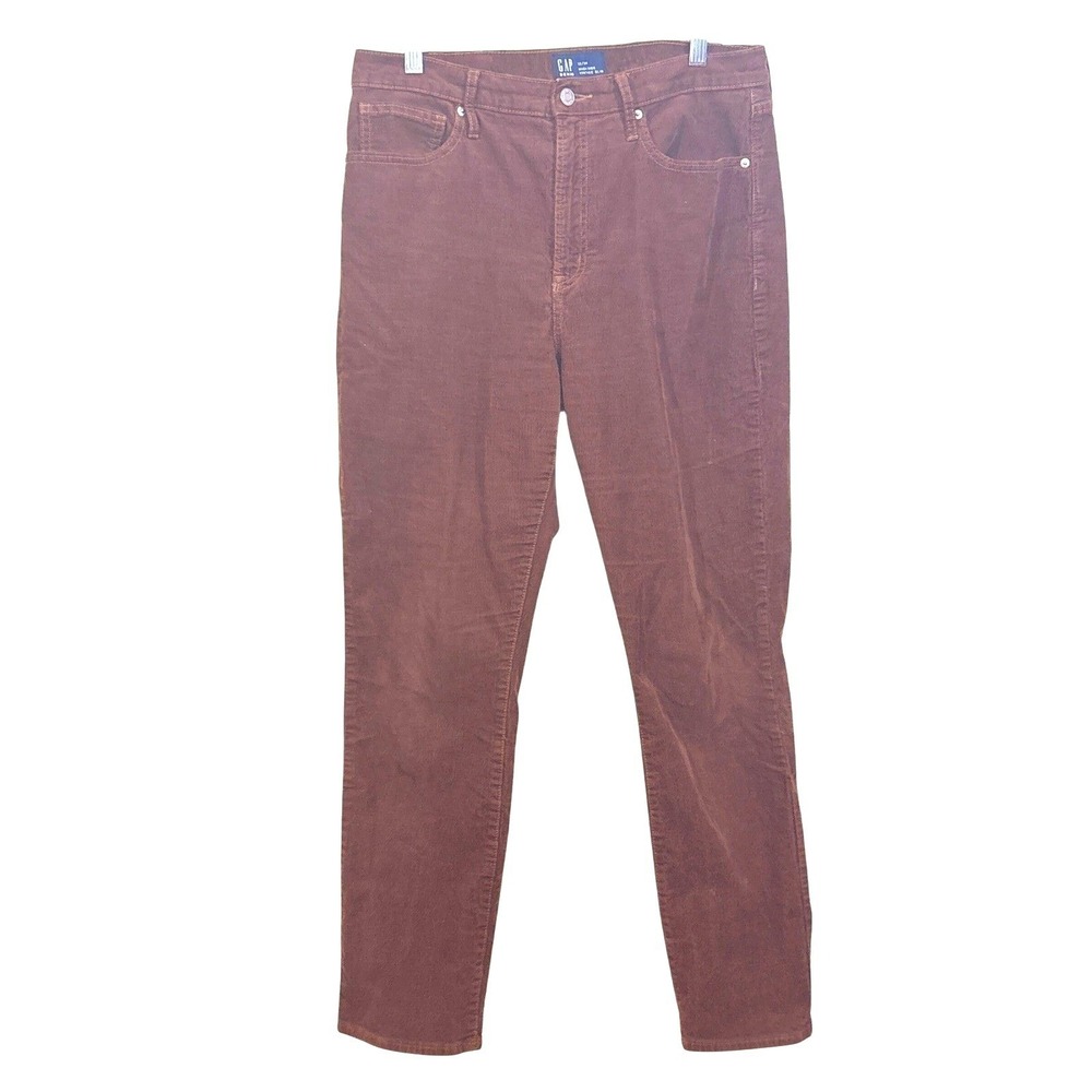 Gap High Rise Slim Corduroy Pants Brown 12/31R Heritage Dark Academia Rustic